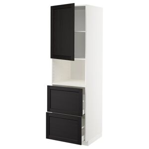 IKEA Armario para microondas puerta+2caj blanco/Lerhyttan tinte negro 60x60x200 cm blanco/Lerhyttan tinte negro 60x60x200 cm