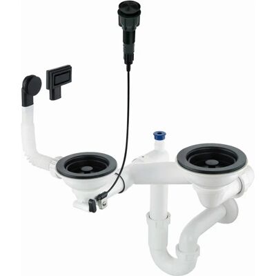 Deante Sifón De Ahorro De Espacio Para Fregadero De Granito De 1.5 Y 2 Senos Black / Chrome One Size Deante Sifón De Ahorro De Espacio Para Fregadero De Granito De 1.5 Y 2 Senos Black / Chrome One Size