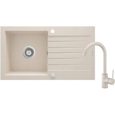 Deante Fregadero de granito - 1 cubeta, Beige, Compacto - Fregadero de Cocina Deante Fregadero de granito - 1 cubeta, Beige, Compacto - Fregadero de Cocina
