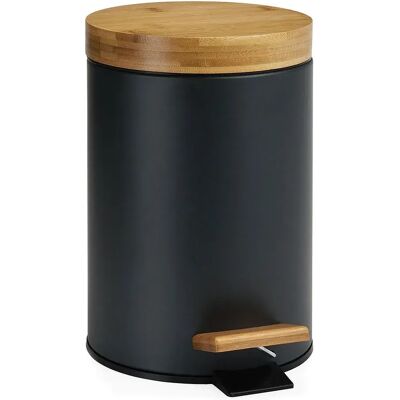 Andrea House Cubo De Basura De Bambú Para Baño 3l 17x26 Cm Black One Size Andrea House Cubo De Basura De Bambú Para Baño 3l 17x26 Cm Black One Size