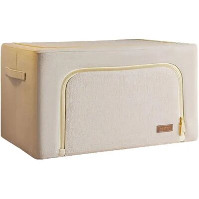 Joybos Caja De Almacenamiento De Ropa De Algodón Plegable 100l Beige One Size Joybos Caja De Almacenamiento De Ropa De Algodón Plegable 100l Beige One Size