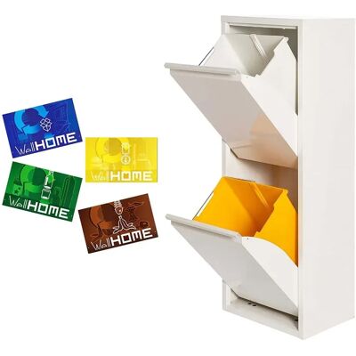Wellhome Papelera Metálica Y Contenedor De Reciclaje Con 4 Etiquetas Magnéticas 34l 2 Compartimentos Matte White / Multicolor One Size Wellhome Papelera Metálica Y Contenedor De Reciclaje Con 4 Etiquetas Magnéticas 34l 2 Compartimentos Matte White / Multicolor One Size
