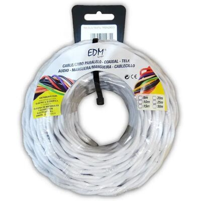 Edm Rollo De Cable Textil Trenzado 2x1.5 Mm 25 M White One Size Edm Rollo De Cable Textil Trenzado 2x1.5 Mm 25 M White One Size