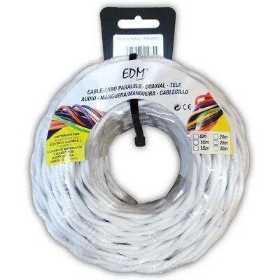 Edm Rollo De Cable Textil Trenzado 3x2.5 Mm 25 M White One Size Edm Rollo De Cable Textil Trenzado 3x2.5 Mm 25 M White One Size