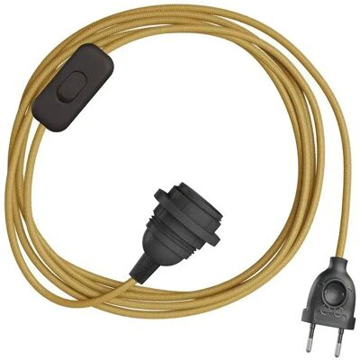 Creative Pantalla Snakebis E27-juego De Cables Con Portalámparas. Cable De Tela De Color Y Enchufe De 2 Clavijas 3 M Mustard Silk Effect One Size Creative Pantalla Snakebis E27-juego De Cables Con Portalámparas. Cable De Tela De Color Y Enchufe De 2 Clavijas 3 M Mustard Silk Effect One Size