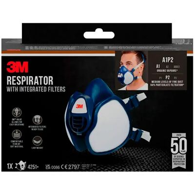 3M Mascarilla De Seguridad 4251+ A1p2 Blue One Size 3M Mascarilla De Seguridad 4251+ A1p2 Blue One Size