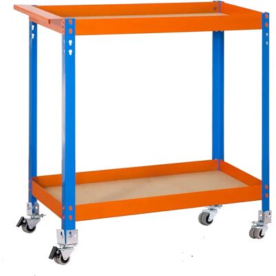 Simonwork (bancos De Trabajo) Estantería Metálica Wagon 2/400 Chipboard 1030x900x400 Mm Blue / Orange / Wood One Size Simonwork (bancos De Trabajo) Estantería Metálica Wagon 2/400 Chipboard 1030x900x400 Mm Blue / Orange / Wood One Size