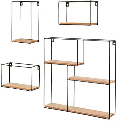 Max Home Juego De 4 Estantes De Pared De Madera De Varios Tamaños Wood One Size Max Home Juego De 4 Estantes De Pared De Madera De Varios Tamaños Wood One Size