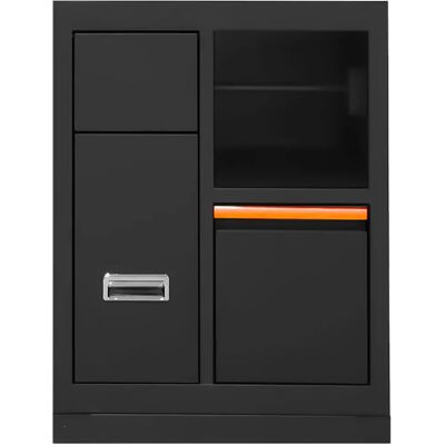 Jbm Armario 3 Drawers & Paper Reel Holder Black / Orange One Size Jbm Armario 3 Drawers & Paper Reel Holder Black / Orange One Size