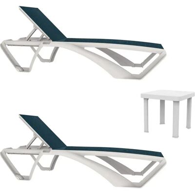 Resol Tumbonas Y Mesa Marina Club+andorra 2 Unidades White / Blue One Size Resol Tumbonas Y Mesa Marina Club+andorra 2 Unidades White / Blue One Size