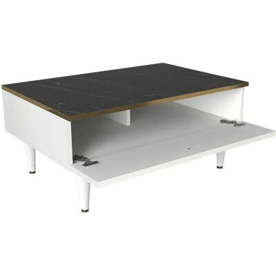 Wellhome Mesa De Centro 90x60x42.3 Cm White / Gold / Black One Size Wellhome Mesa De Centro 90x60x42.3 Cm White / Gold / Black One Size