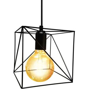 Matel Lámpara Colgante Vintage E27 Cuadrada Black One Size Matel Lámpara Colgante Vintage E27 Cuadrada Black One Size