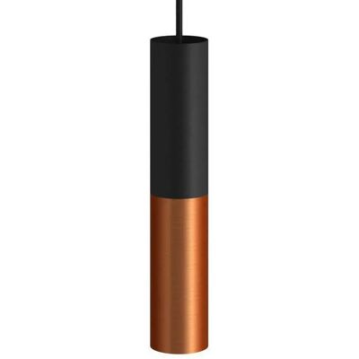 Creative Lámpara Colgante Textil Doble Tub-e14 Black / Satin Copper One Size Creative Lámpara Colgante Textil Doble Tub-e14 Black / Satin Copper One Size