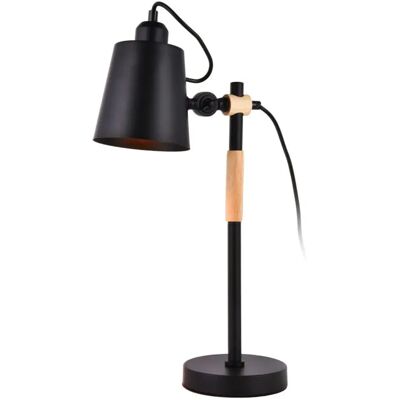Lámpara de Escritorio de Madera y Metal Negra - 60W E27 Ø 15 x 54 cm Lámpara de Escritorio de Madera y Metal Negra - 60W E27 Ø 15 x 54 cm