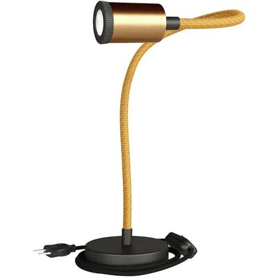 Creative Lámpara De Mesa Articulada Table Flex Gu1d0 Con Mini Foco Led Y Enchufe Bipolar Black / Satin Brass One Size Creative Lámpara De Mesa Articulada Table Flex Gu1d0 Con Mini Foco Led Y Enchufe Bipolar Black / Satin Brass One Size