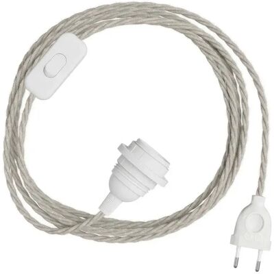 Creative Pantalla De Lámpara Snakebis Twisted E27-juego De Cable Con Portalámparas. Cable Trenzado De Tela Y Enchufe De Dos Clavijas 1.8 M Neutral Natural Linen One Size Creative Pantalla De Lámpara Snakebis Twisted E27-juego De Cable Con Portalámparas. Cable Trenzado De Tela Y Enchufe De Dos Clavijas 1.8 M Neutral Natural Linen One Size