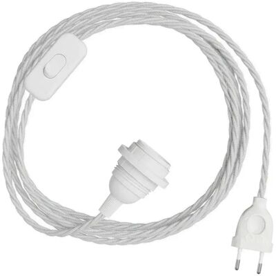 Creative Pantalla De Lámpara Snakebis Twisted E27-juego De Cables Con Portalámparas. Cable Trenzado De Tela Y Enchufe De 2 Clavijas 1.8 M White One Size Creative Pantalla De Lámpara Snakebis Twisted E27-juego De Cables Con Portalámparas. Cable Trenzado De Tela Y Enchufe De 2 Clavijas 1.8 M White One Size