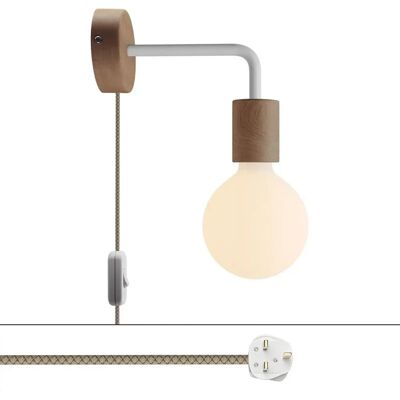 Creative Lámpara De Madera Spostaluce Con Extensión Curva Con Bulb Matte White UK Plug Creative Lámpara De Madera Spostaluce Con Extensión Curva Con Bulb Matte White UK Plug