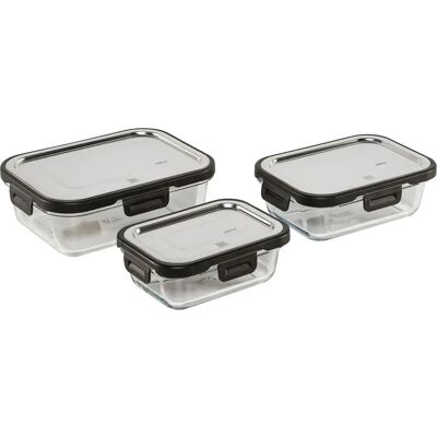 Gefu Juego De Recipientes Herméticos Milo Set Of 3 Silver / Clear One Size Gefu Juego De Recipientes Herméticos Milo Set Of 3 Silver / Clear One Size