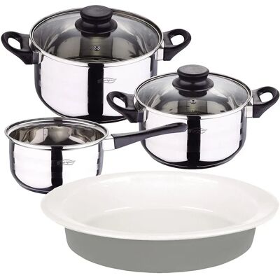 San Ignacio Batería De Cocina Más Sartén Ovalada 36 Cm 5 Piezas Chrome And Gray One Size San Ignacio Batería De Cocina Más Sartén Ovalada 36 Cm 5 Piezas Chrome And Gray One Size