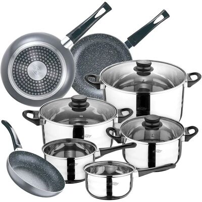 San Ignacio Juego De Utensilios De Cocina Más Juego De 3 Sartenes 16/20/24 Cm 8 Piezas Chrome / Black One Size San Ignacio Juego De Utensilios De Cocina Más Juego De 3 Sartenes 16/20/24 Cm 8 Piezas Chrome / Black One Size