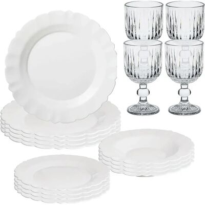 San Ignacio Juego De Vajilla Y Copas De Cristal 300ml 4 Unidades 12 Piezas White / Transparent One Size San Ignacio Juego De Vajilla Y Copas De Cristal 300ml 4 Unidades 12 Piezas White / Transparent One Size