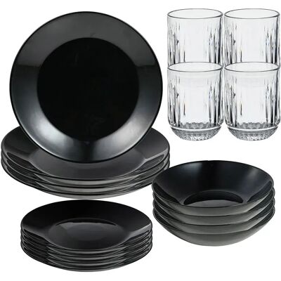 San Ignacio Juego De Vajilla Y Vasos 300ml 4 Unidades 12 Piezas Black / Transparent One Size San Ignacio Juego De Vajilla Y Vasos 300ml 4 Unidades 12 Piezas Black / Transparent One Size