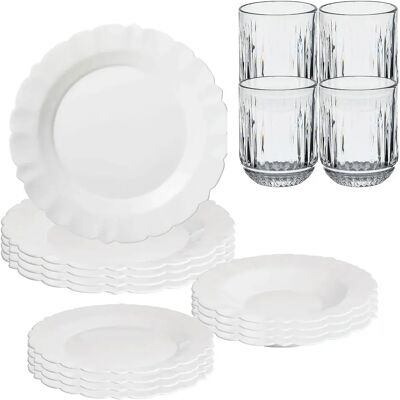 San Ignacio Juego De Vajilla Y Vasos 300ml 4 Unidades 12 Piezas White / Transparent One Size San Ignacio Juego De Vajilla Y Vasos 300ml 4 Unidades 12 Piezas White / Transparent One Size