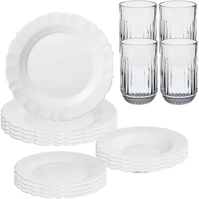 San Ignacio Juego De Vajilla Y Vasos 380ml 4 Unidades 12 Piezas White / Transparent One Size San Ignacio Juego De Vajilla Y Vasos 380ml 4 Unidades 12 Piezas White / Transparent One Size