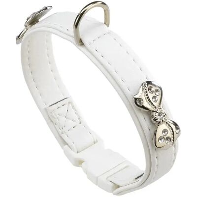 Collar para Perros FERPLAST Blanco - Ajustable 28cm - Cuero Sintético Collar para Perros FERPLAST Blanco - Ajustable 28cm - Cuero Sintético