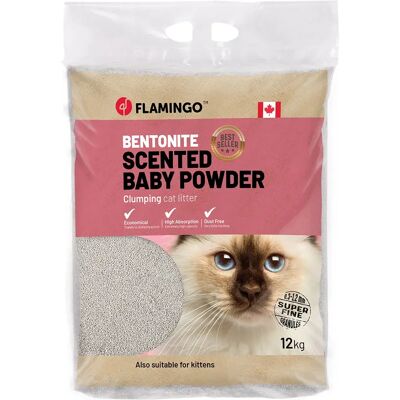 Arena para gatos Flamingo con aroma a talco 12kg Arena para gatos Flamingo con aroma a talco 12kg