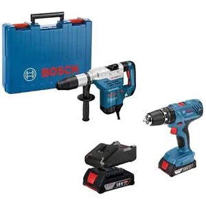 Bosch Gbh 5-40 Dce + Gsb18v-21 + 2x2.0ah + Gal18v-20 Electric Hammer Plateado