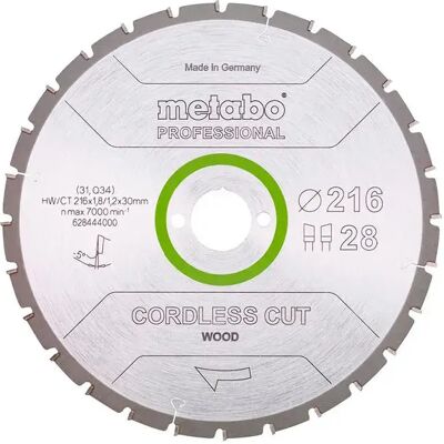 Lámina de Sierra Circular Inalámbrica Metabo - 216mm - 28D - Profesional Lámina de Sierra Circular Inalámbrica Metabo - 216mm - 28D - Profesional