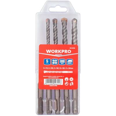 Workpro Juego De Brocas Sds-plus 5 Unidades Grey One Size Workpro Juego De Brocas Sds-plus 5 Unidades Grey One Size