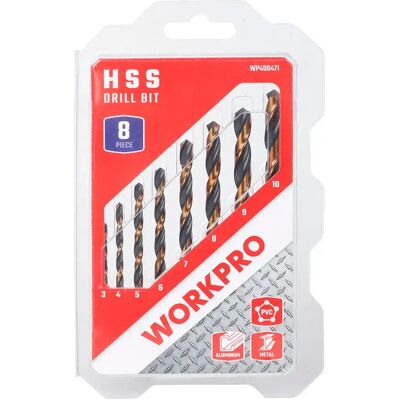 Workpro Juego De Brocas Hss 3-10 Mm 8 Piezas Silver One Size Workpro Juego De Brocas Hss 3-10 Mm 8 Piezas Silver One Size