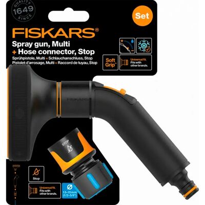 Fiskars Cabezal De Aspersor De Chorro Y Pistola De Riego Y Conector Black / Orange / Black One Size Fiskars Cabezal De Aspersor De Chorro Y Pistola De Riego Y Conector Black / Orange / Black One Size