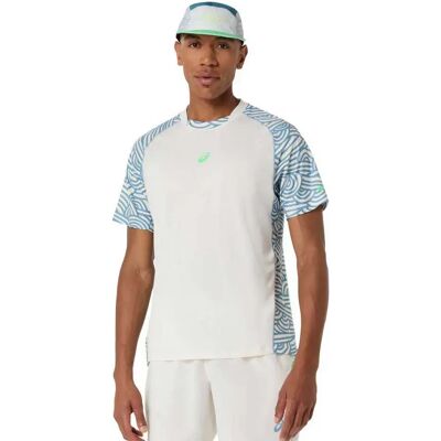 Asics Camiseta De Manga Corta Padel Court All Over Print Cream / Saba Blue 2XL Asics Camiseta De Manga Corta Padel Court All Over Print Cream / Saba Blue 2XL