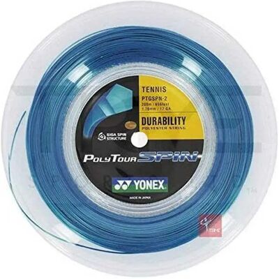 Yonex Cordaje Bobina Tenis Poly Tour Spin 200 M Blue 1.20 mm Yonex Cordaje Bobina Tenis Poly Tour Spin 200 M Blue 1.20 mm