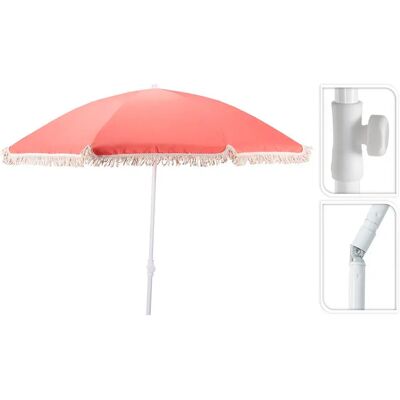 Basics Sombrilla De Playa Con Flecos Coral 160 x 200 cm Basics Sombrilla De Playa Con Flecos Coral 160 x 200 cm