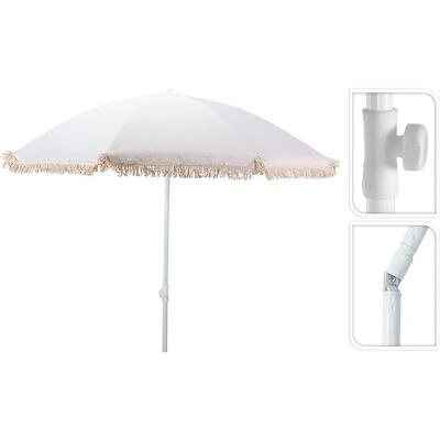Basics Sombrilla De Playa Con Flecos White 160 x 200 cm Basics Sombrilla De Playa Con Flecos White 160 x 200 cm