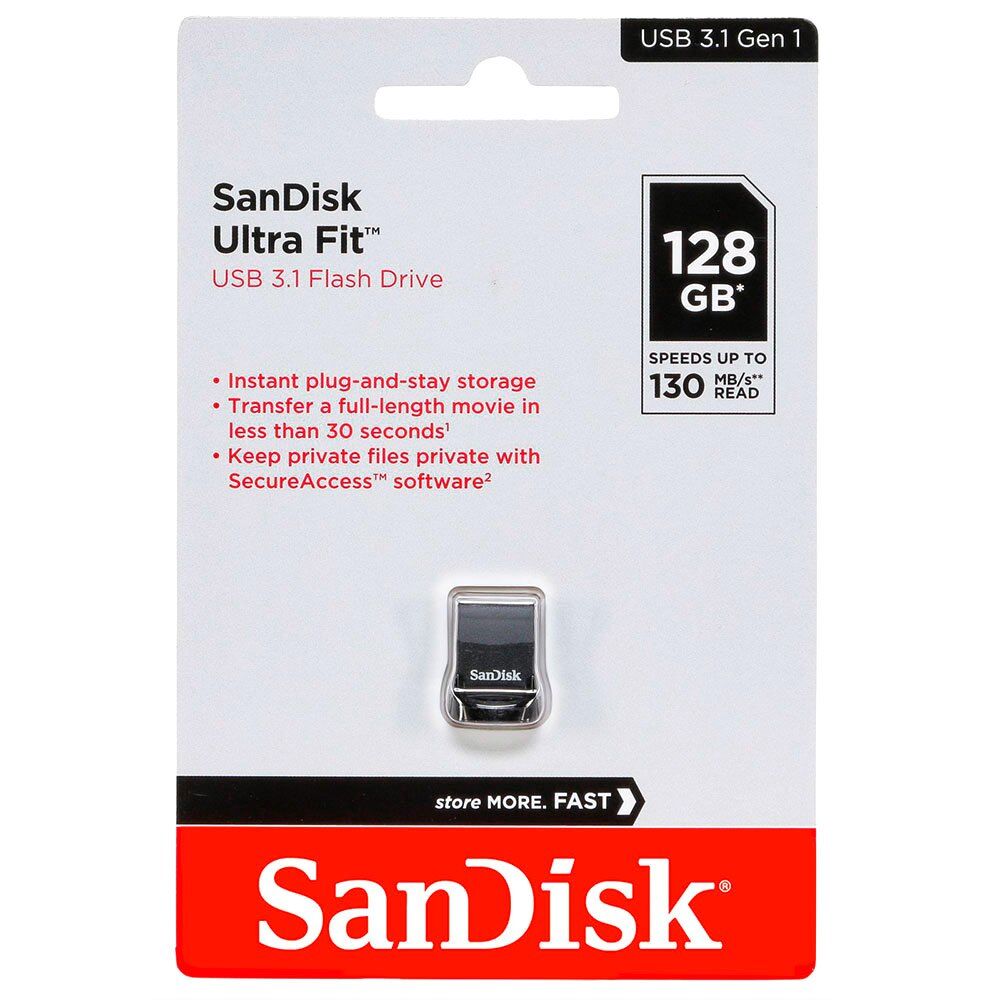 SanDisk Cruzer Ultra Fit 128gb Usb 3.1 Pendrive Negro