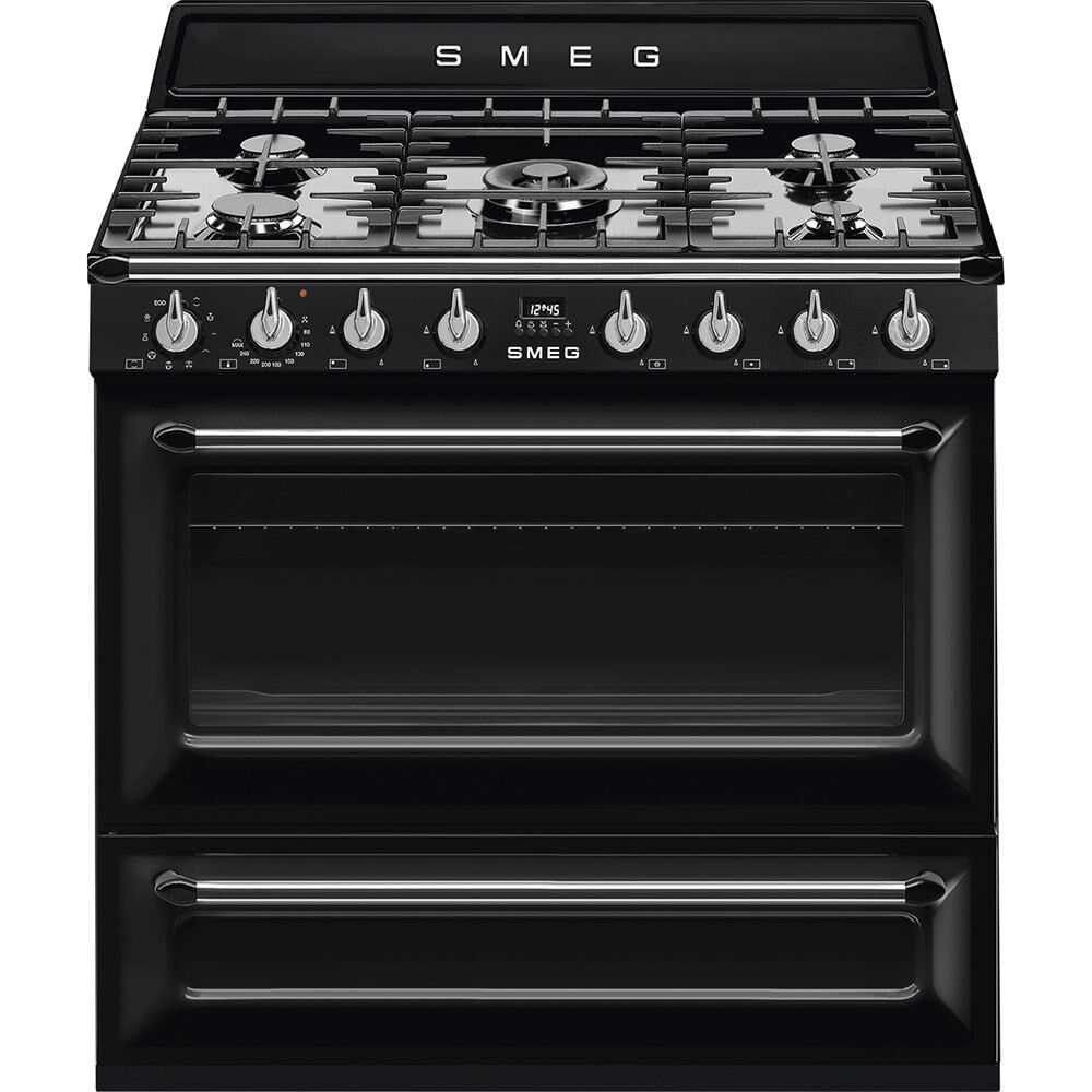 SMEG Victoria Tr90bl2 90cm Natural Gas Kitchen Stove 5 Burner With Oven Plateado