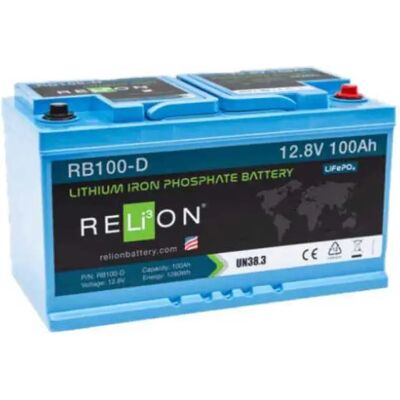 Relion Batería De 1280wh Din 4sc Lifepo4 100ah 12v Blue 335 x 174 x 191 mm Relion Batería De 1280wh Din 4sc Lifepo4 100ah 12v Blue 335 x 174 x 191 mm