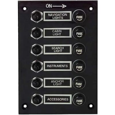 Euromarine Panel Eléctrico Con Fusible A Prueba De Agua De 6 Posiciones Black 165 x 115 mm Euromarine Panel Eléctrico Con Fusible A Prueba De Agua De 6 Posiciones Black 165 x 115 mm