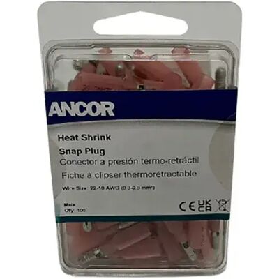 Ancor Conector Termorretráctil Macho 22-18awg 2 0.3-0.8 Mm 100 Unidades Pink One Size Ancor Conector Termorretráctil Macho 22-18awg 2 0.3-0.8 Mm 100 Unidades Pink One Size