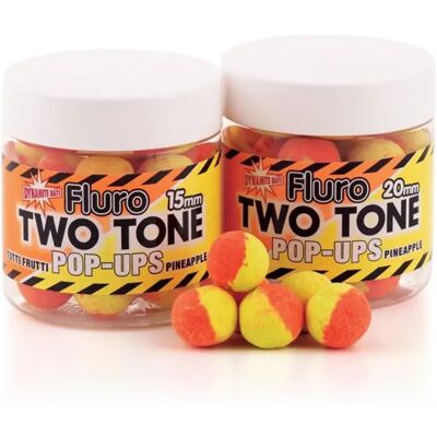 Dynamite Baits Fluro de Dos Tonos 15 mm Piña y Tutti Frutti - Anzuelos flotantes Dynamite Baits Fluro de Dos Tonos 15 mm Piña y Tutti Frutti - Anzuelos flotantes