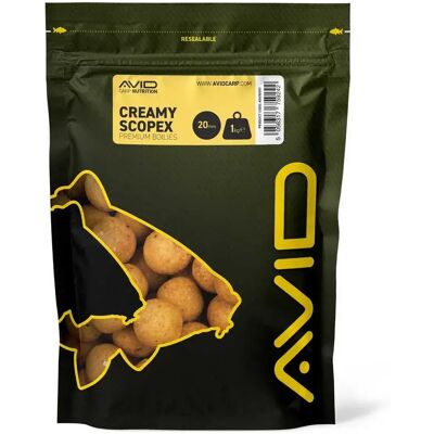 Avid Carp Boilie Creamy Scopex 1kg Yellow 20 mm Avid Carp Boilie Creamy Scopex 1kg Yellow 20 mm