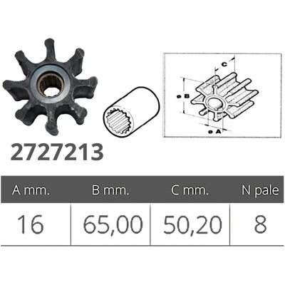 Jabsco 920-0001 Impulsor Original Black 16 x 65 x 50.2 mm Jabsco 920-0001 Impulsor Original Black 16 x 65 x 50.2 mm