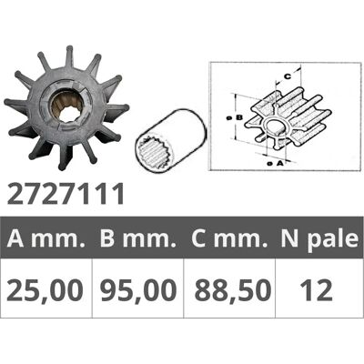 Jabsco 17936/21676 Impeller - Impulsor - Plateado Jabsco 17936/21676 Impeller - Impulsor - Plateado