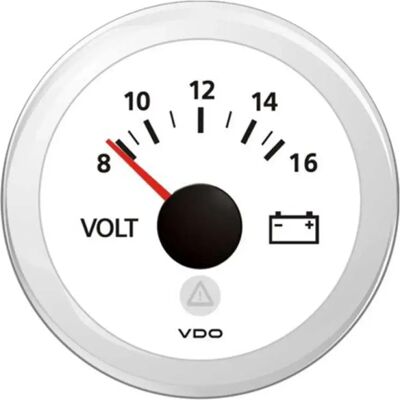 Vdo Voltímetro De Línea Redonda 8-16v White 52 mm Vdo Voltímetro De Línea Redonda 8-16v White 52 mm